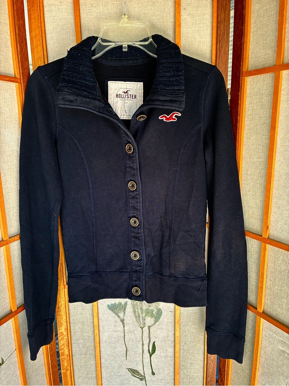Hollister Women's Navy Button-Front Cardigan Jacket
